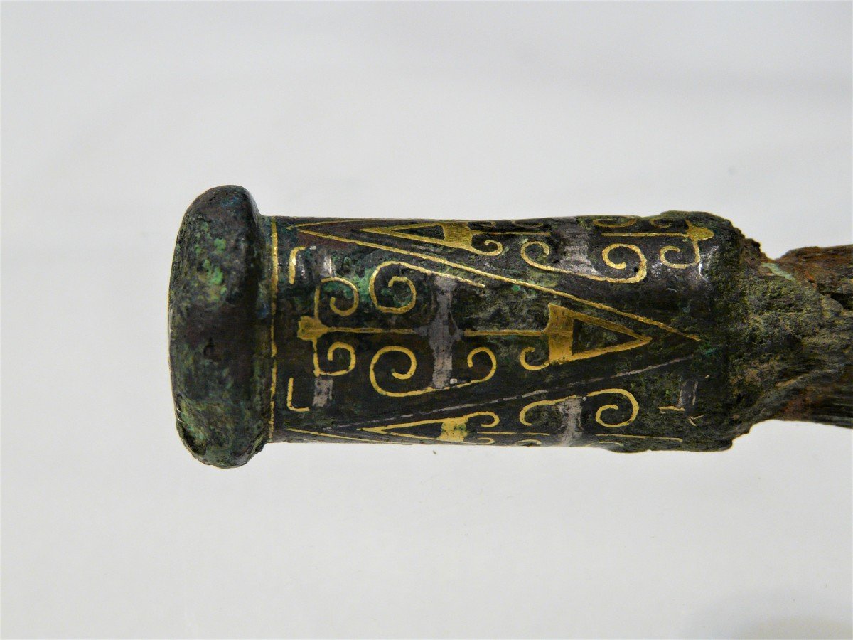 Bronze Element Inlaid With Gold And Silver. China Han Dynasty.