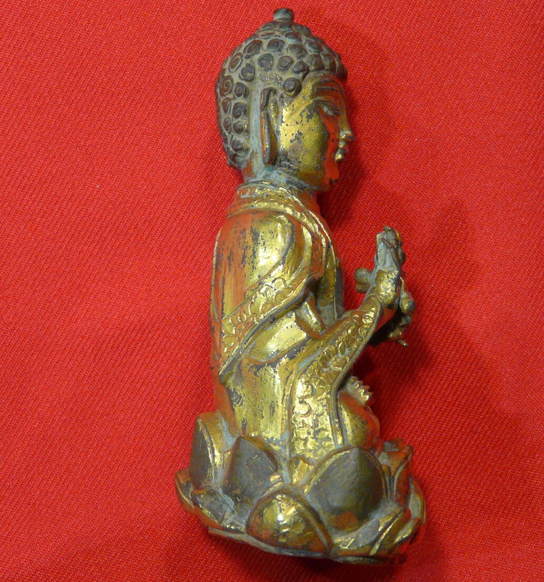 Gilt Cast Bronze Buddha. Probably Korean.-photo-2