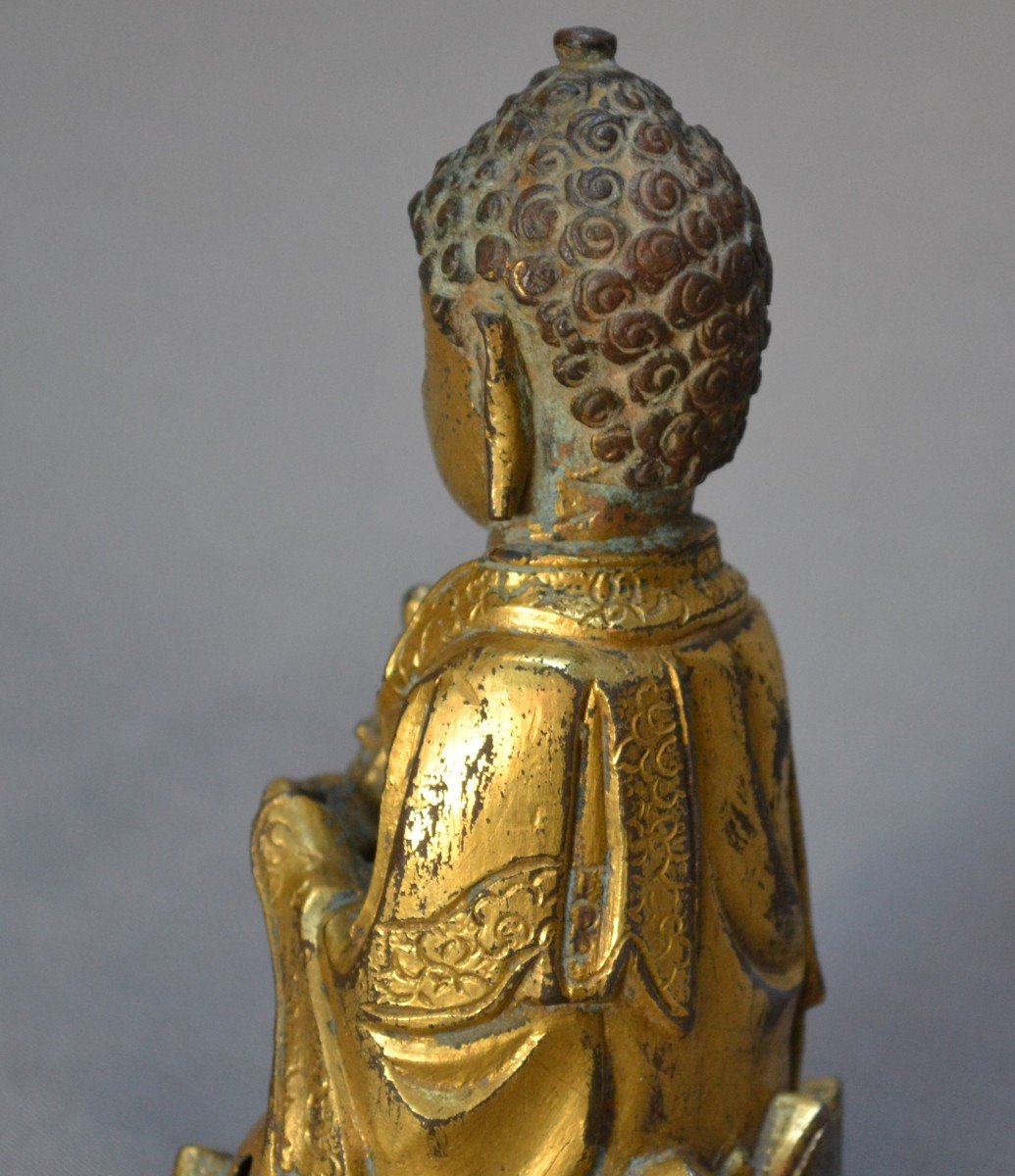 Gilt Cast Bronze Buddha. Probably Korean.-photo-6