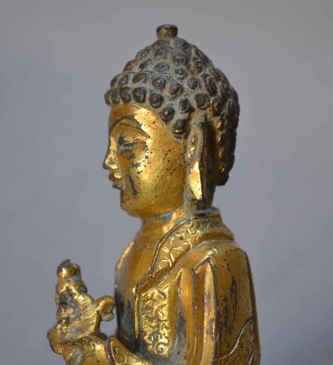 Gilt Cast Bronze Buddha. Probably Korean.-photo-8