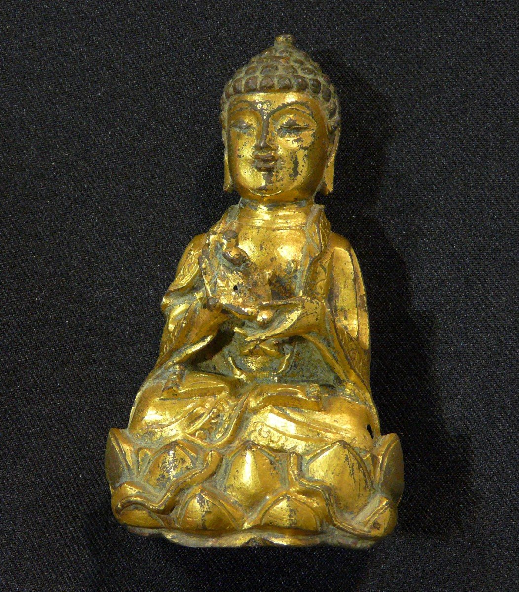 Gilt Cast Bronze Buddha. Probably Korean.