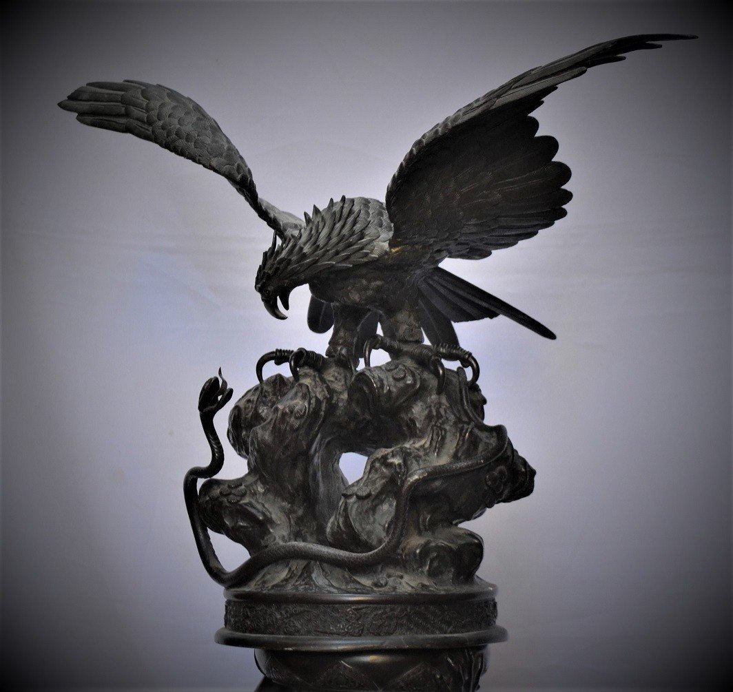 Colossal Brûle-parfums En Bronze. Japon Meiji-photo-2