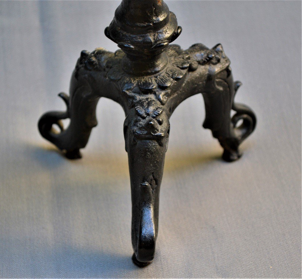 Pair Of Cast Bronze Incense Holders. Asia 17° Century.-photo-3