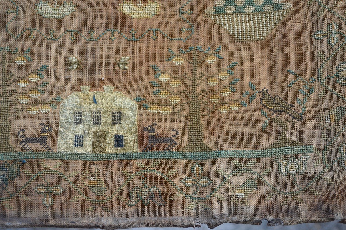 Embroidery On Cloth By Ellen Frail. Dated 1843.-photo-2