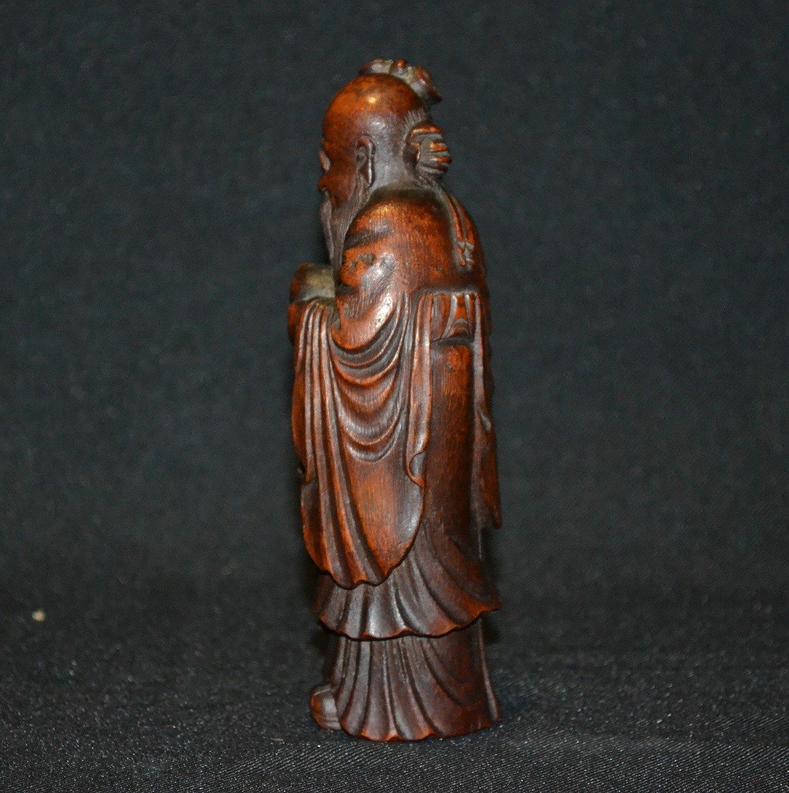 Chinese God Of Longevity, Shou Lao In Carved Bamboo. Qing Dynasty.-photo-2