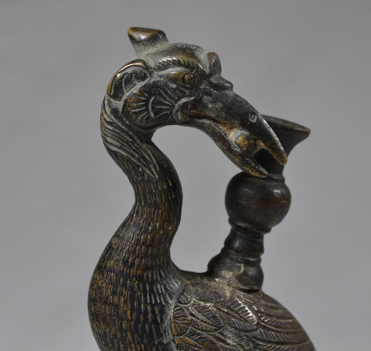 Pair Of Cast Bronze Cranes. Incense Holder Or Candlestick. China Qing Or Ming Period.-photo-5