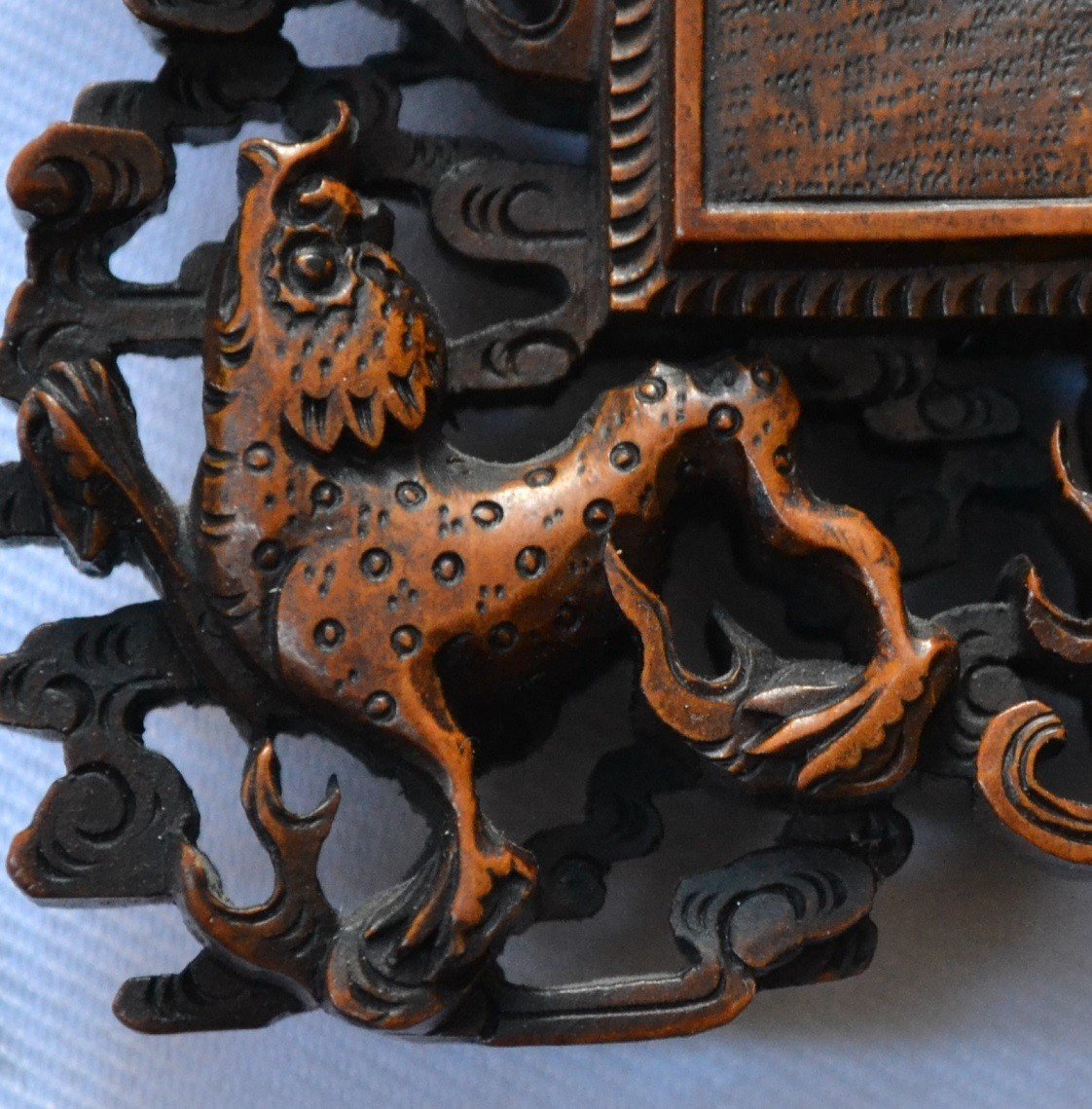 Pair Of Wooden Frames Carved With Dragons, Phoenix And European Coat Of Arms.china 19th Century.-photo-2