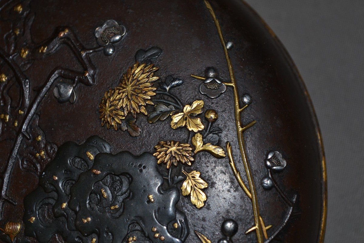 Iron Box Inlaid With Precious Metals. Japanese Work 19th Century.edo-meiji.-photo-8