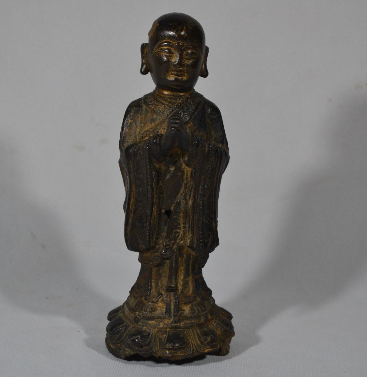 Moine En Bronze.chine Dynastie Ming 17°siècle Ou Antérieur.-photo-8