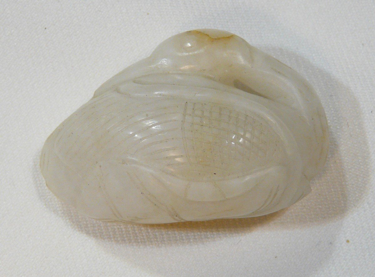 Goose Pendant In White Jade Stained With Rust. China 18th Century Or Earlier;-photo-1