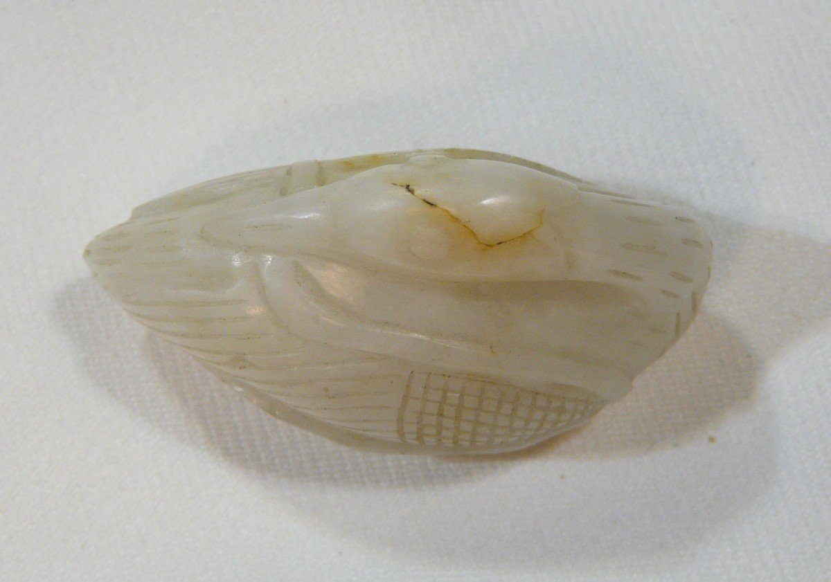 Goose Pendant In White Jade Stained With Rust. China 18th Century Or Earlier;-photo-2