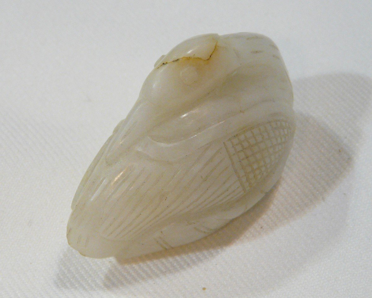 Goose Pendant In White Jade Stained With Rust. China 18th Century Or Earlier;-photo-5