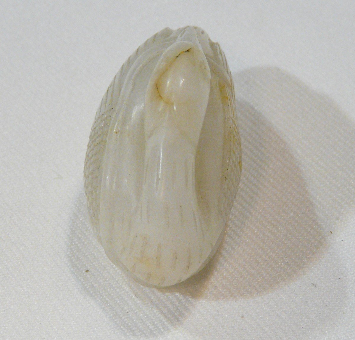 Goose Pendant In White Jade Stained With Rust. China 18th Century Or Earlier;-photo-7