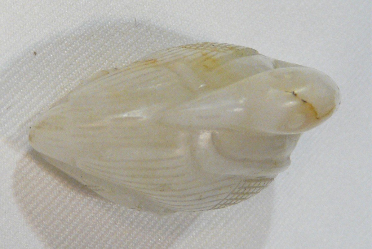 Goose Pendant In White Jade Stained With Rust. China 18th Century Or Earlier;-photo-8