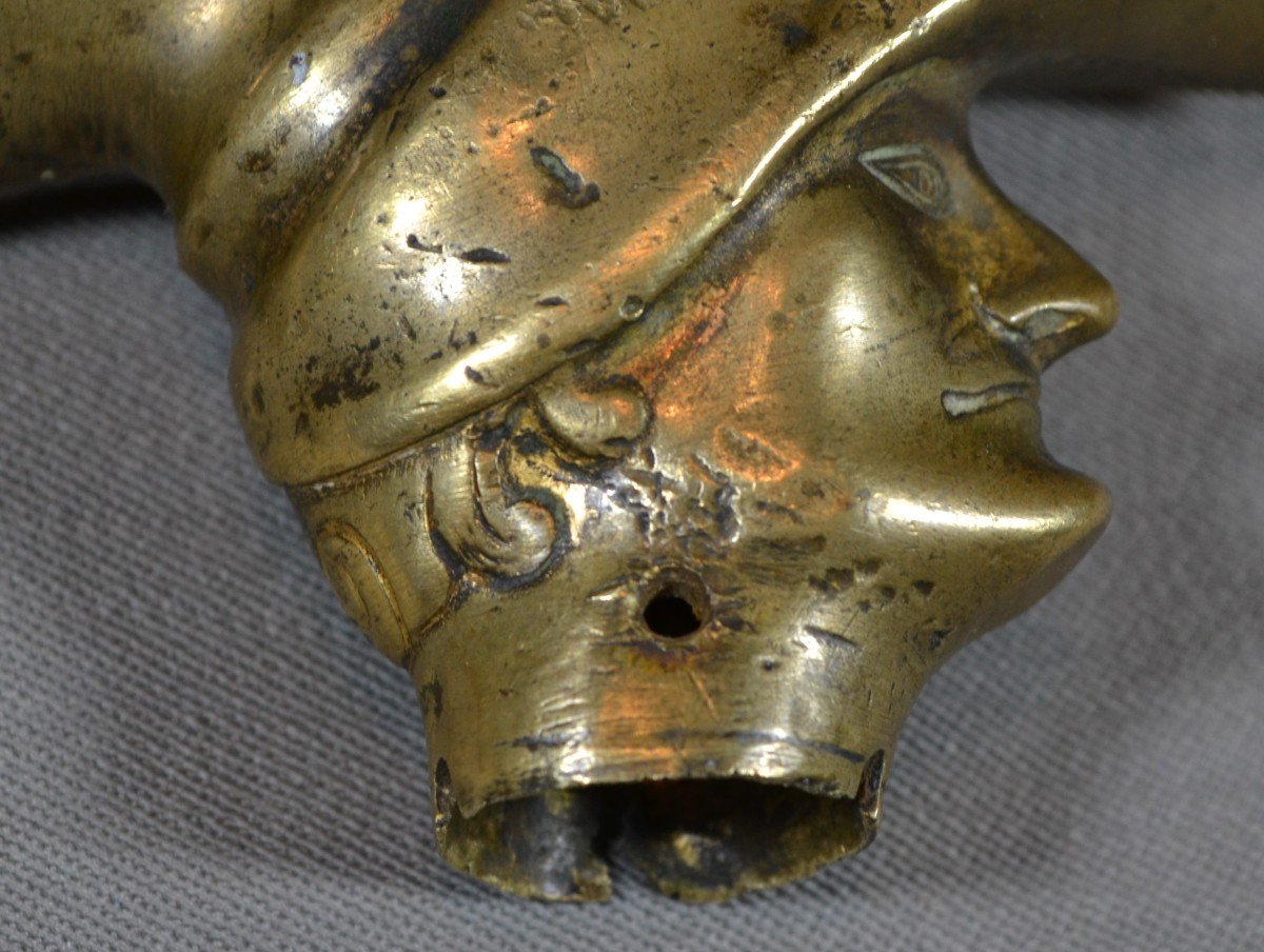 Gilt Bronze Cane Knob Minstrel Head. Probably Northern Europe 18th Century.-photo-6