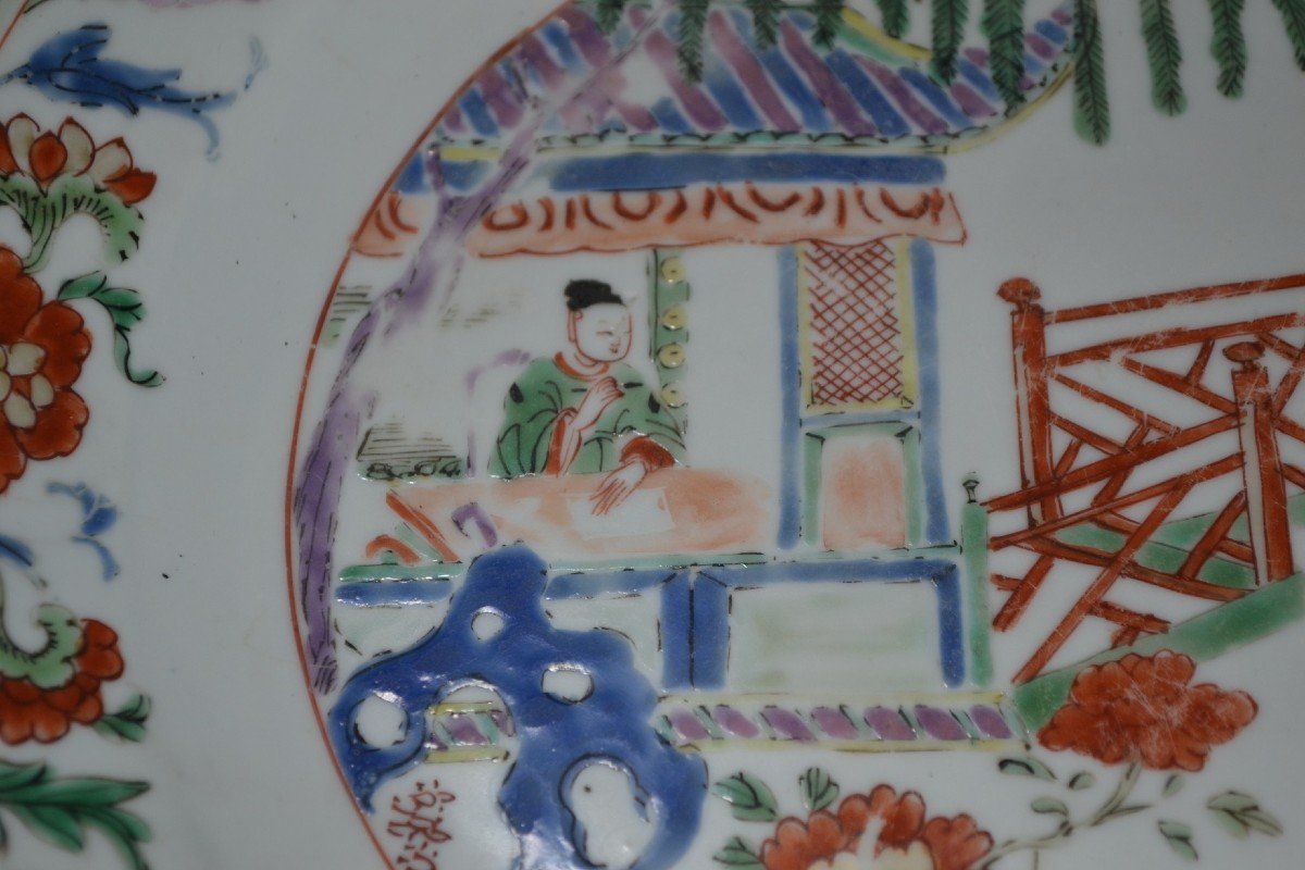 Paire de Plats En Porcelaine De Chine.décoré d'émaux De La "famille Verte".Kangxi Fin 17°.-photo-2