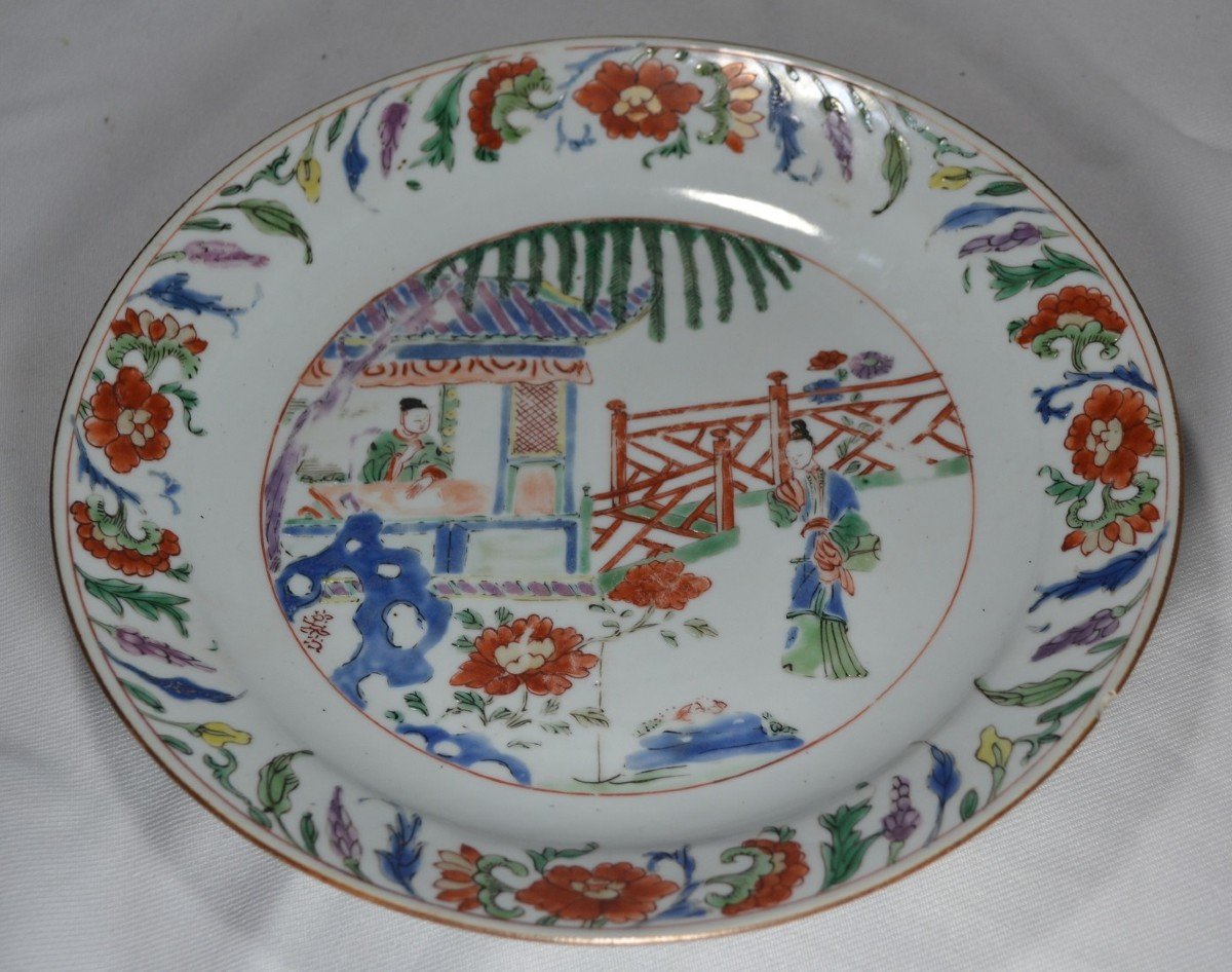 Paire de Plats En Porcelaine De Chine.décoré d'émaux De La "famille Verte".Kangxi Fin 17°.-photo-7