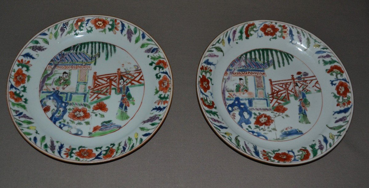 Paire de Plats En Porcelaine De Chine.décoré d'émaux De La "famille Verte".Kangxi Fin 17°.-photo-8