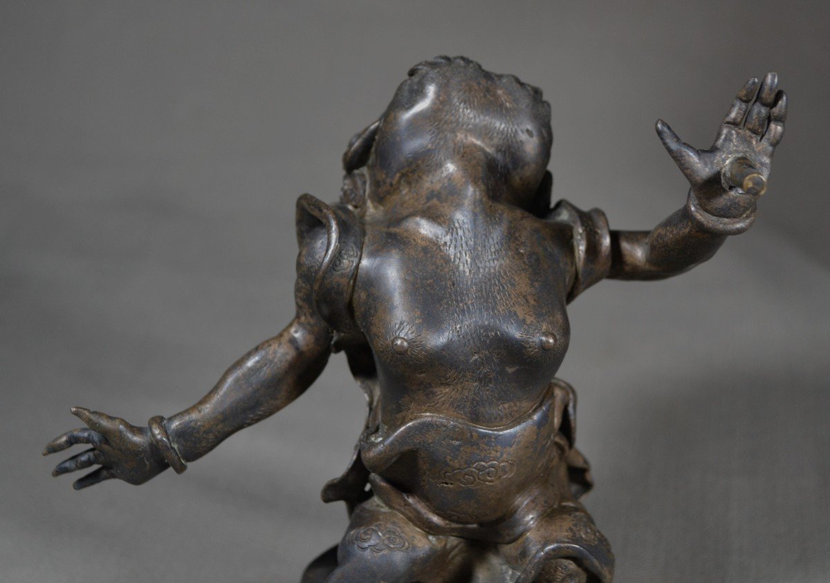 Shoki(chang Kuo)et Démons En Bronze Taché d'Or.japon Edo.-photo-4