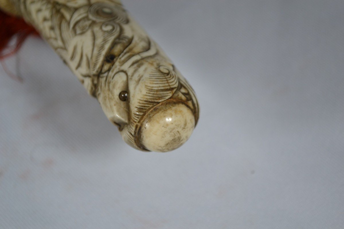 Japanese Carved Bone Dagger (tanto). Signed. Meiji Period. End Of 19th Century.-photo-7