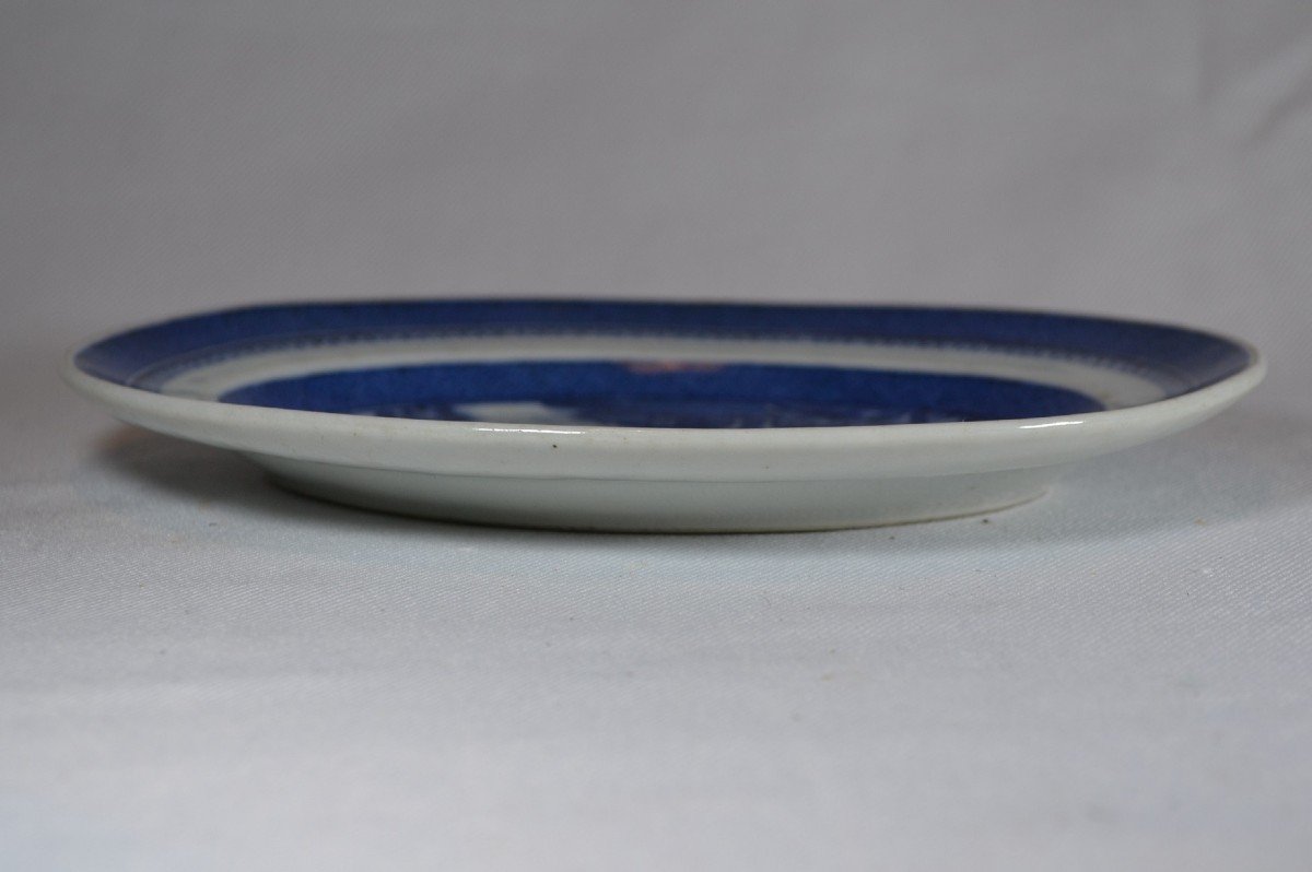 Petit Plat En Porcelaine Décoré En Bleu De Cobalt.chine Vers 1800.-photo-8