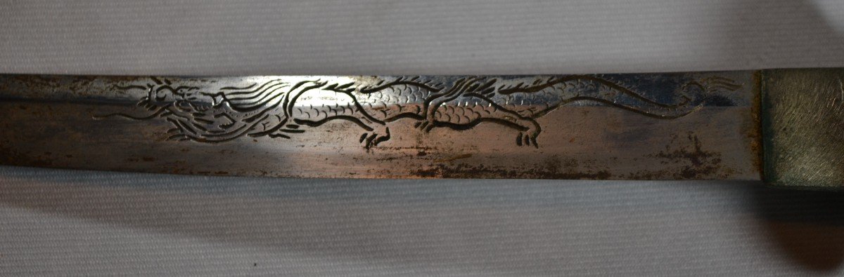 Tanto. Blade Incised With A Dragon. Japan Edo Period Or Before.-photo-3