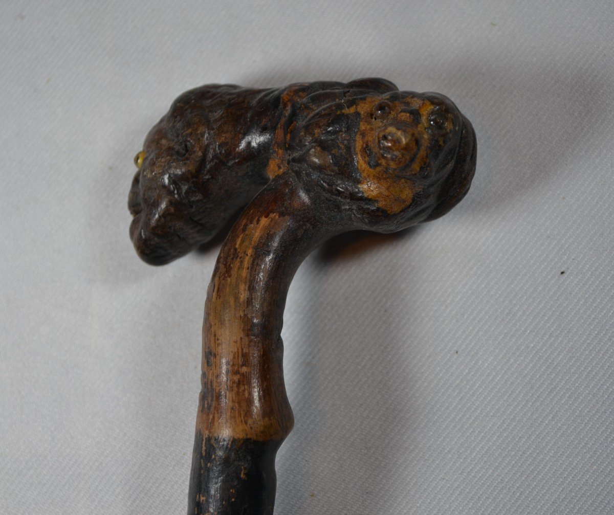 Wooden Cane Carved With Creatures. Old Folk Work-photo-4