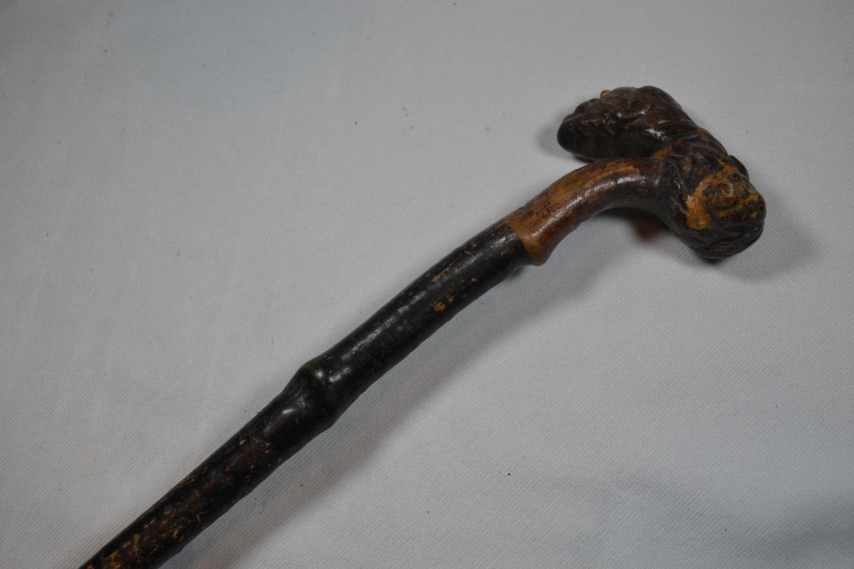 Wooden Cane Carved With Creatures. Old Folk Work-photo-7