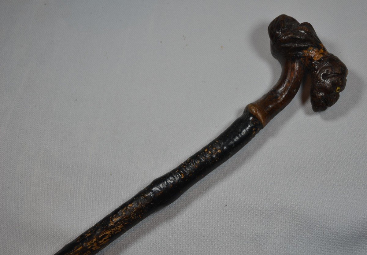 Wooden Cane Carved With Creatures. Old Folk Work-photo-8