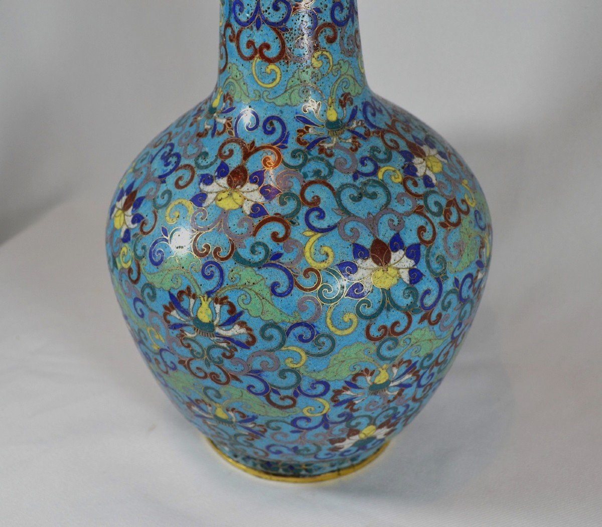 Chinese Cloisonné Enamel Vase. China Qing Period.qianlong Jiaqing.-photo-2