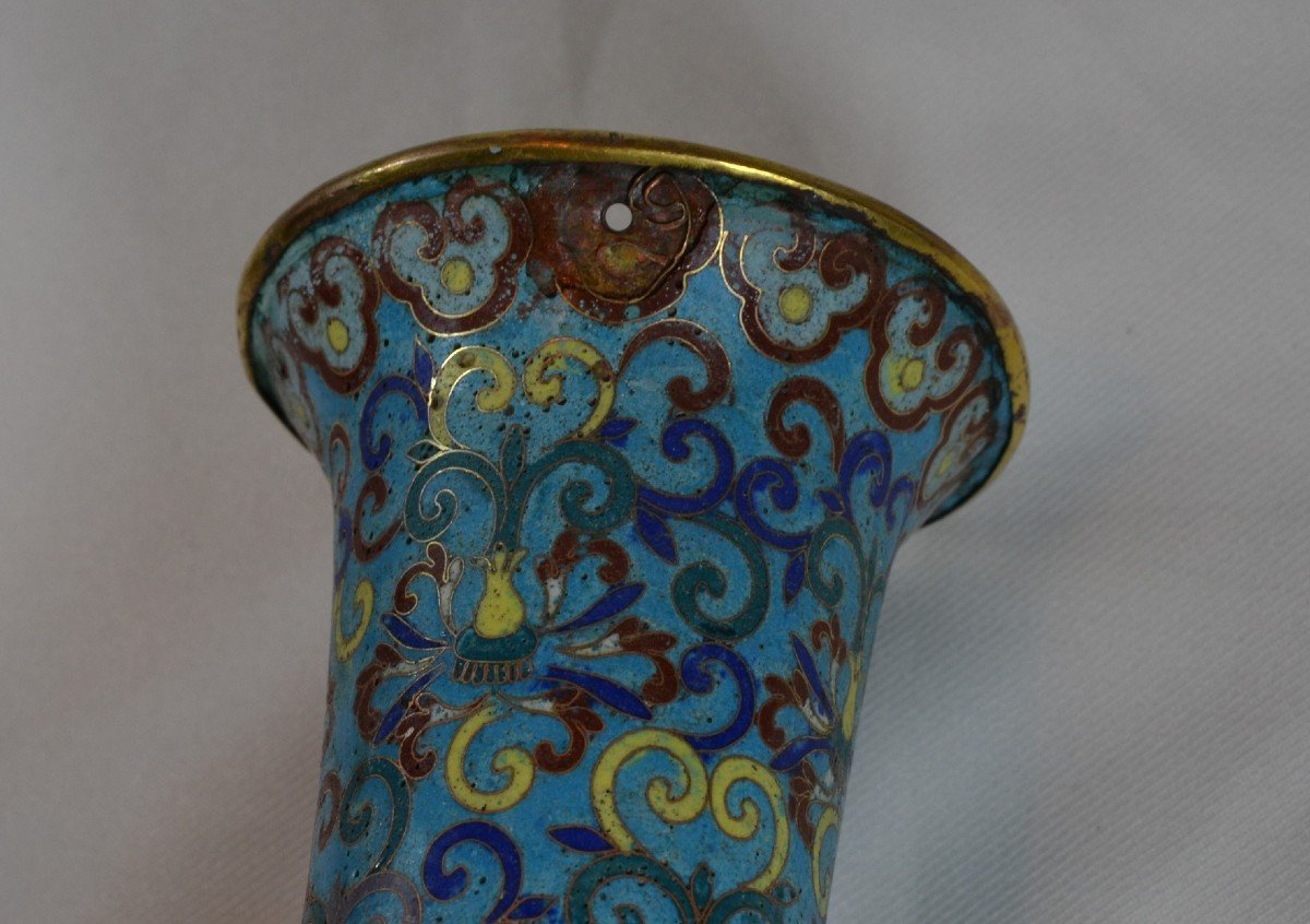 Vase Chinois En émaux Cloisonné. Chine époque Qing.qianlong Jiaqing.-photo-4