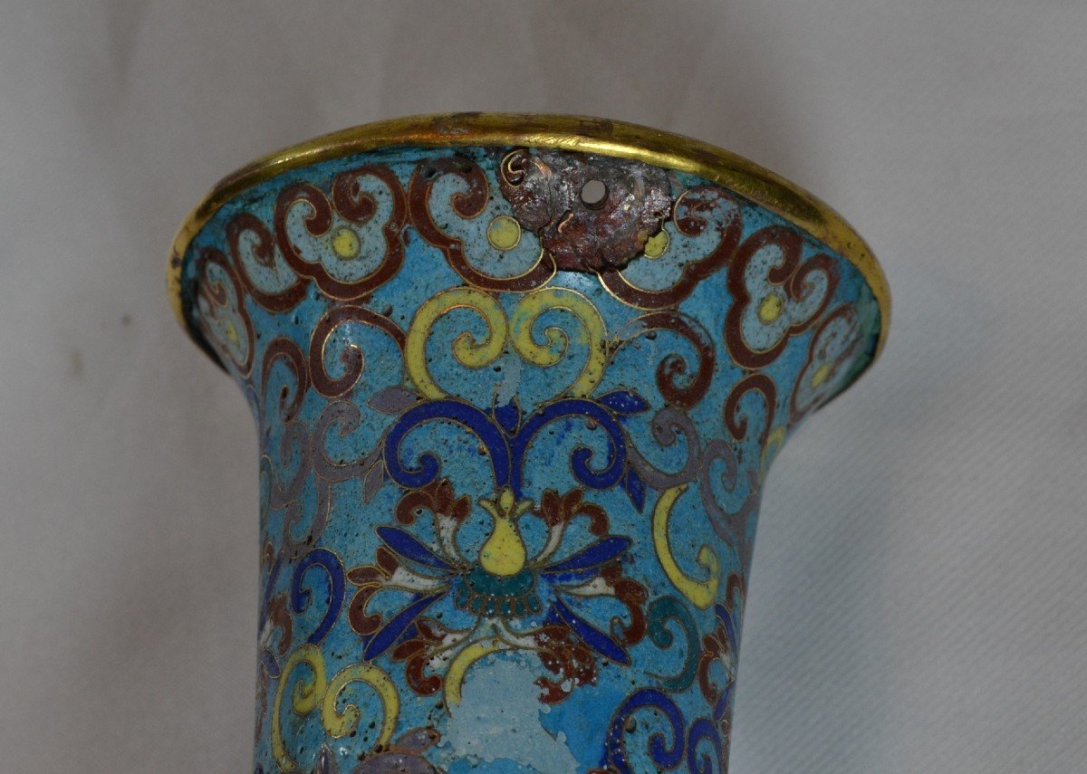 Chinese Cloisonné Enamel Vase. China Qing Period.qianlong Jiaqing.-photo-5