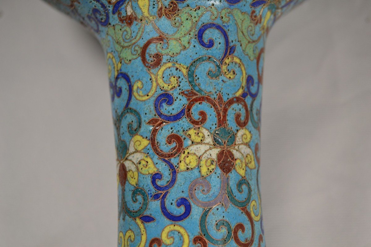 Vase Chinois En émaux Cloisonné. Chine époque Qing.qianlong Jiaqing.-photo-6