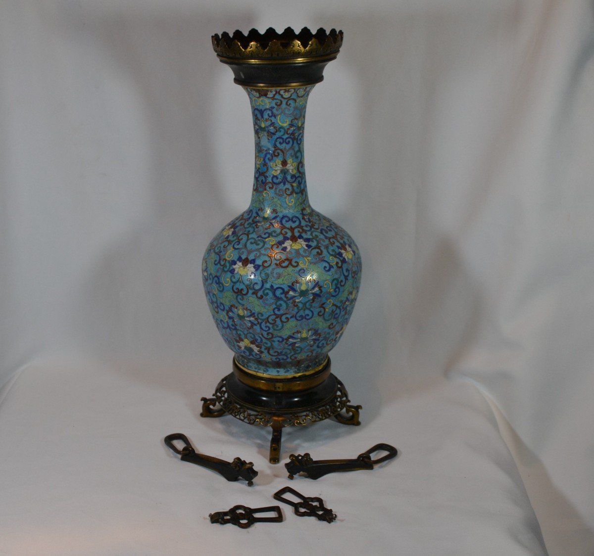 Vase Chinois En émaux Cloisonné. Chine époque Qing.qianlong Jiaqing.-photo-7