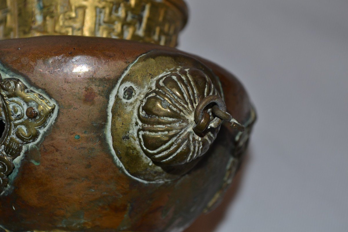 Gilded Copper Censer. Tibet 19th Century Or Earlier.-photo-3