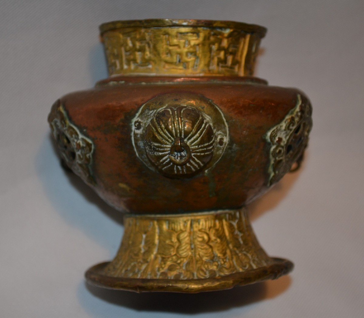 Gilded Copper Censer. Tibet 19th Century Or Earlier.-photo-2