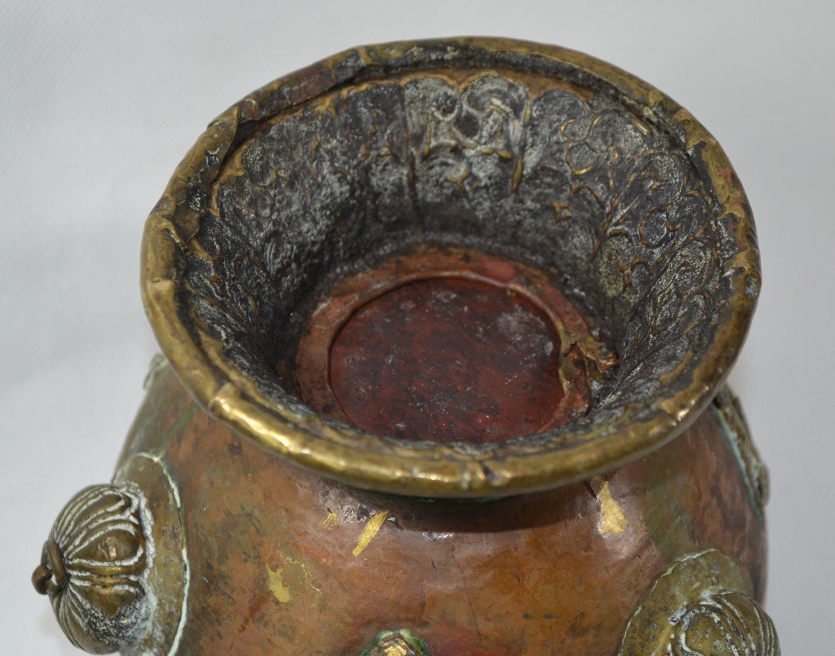 Gilded Copper Censer. Tibet 19th Century Or Earlier.-photo-3