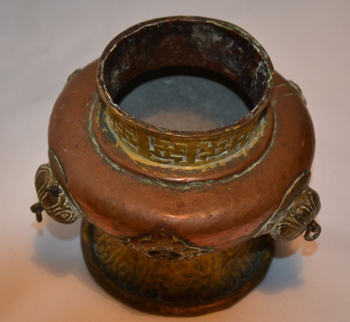 Gilded Copper Censer. Tibet 19th Century Or Earlier.-photo-4