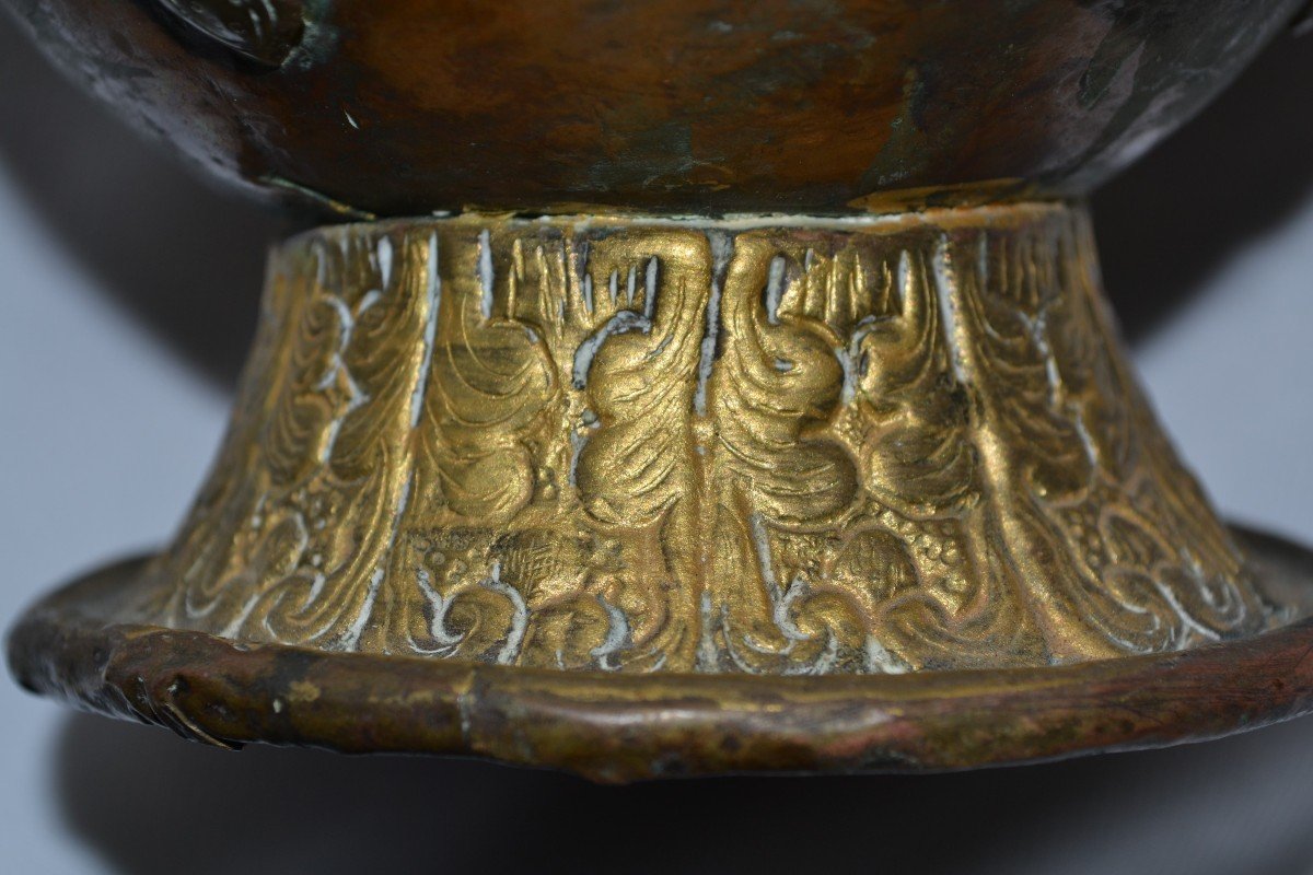 Gilded Copper Censer. Tibet 19th Century Or Earlier.-photo-7