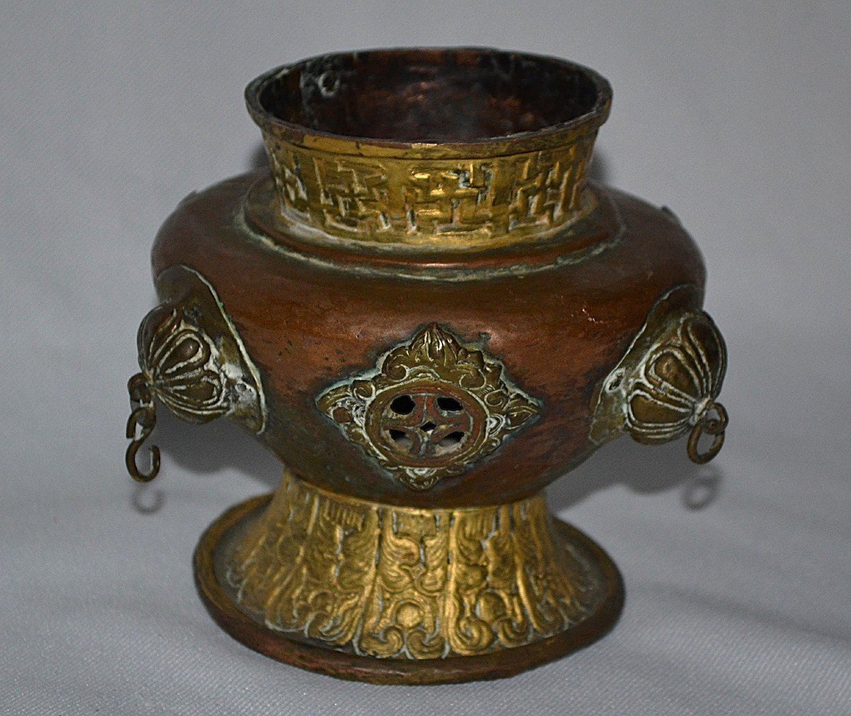 Gilded Copper Censer. Tibet 19th Century Or Earlier.