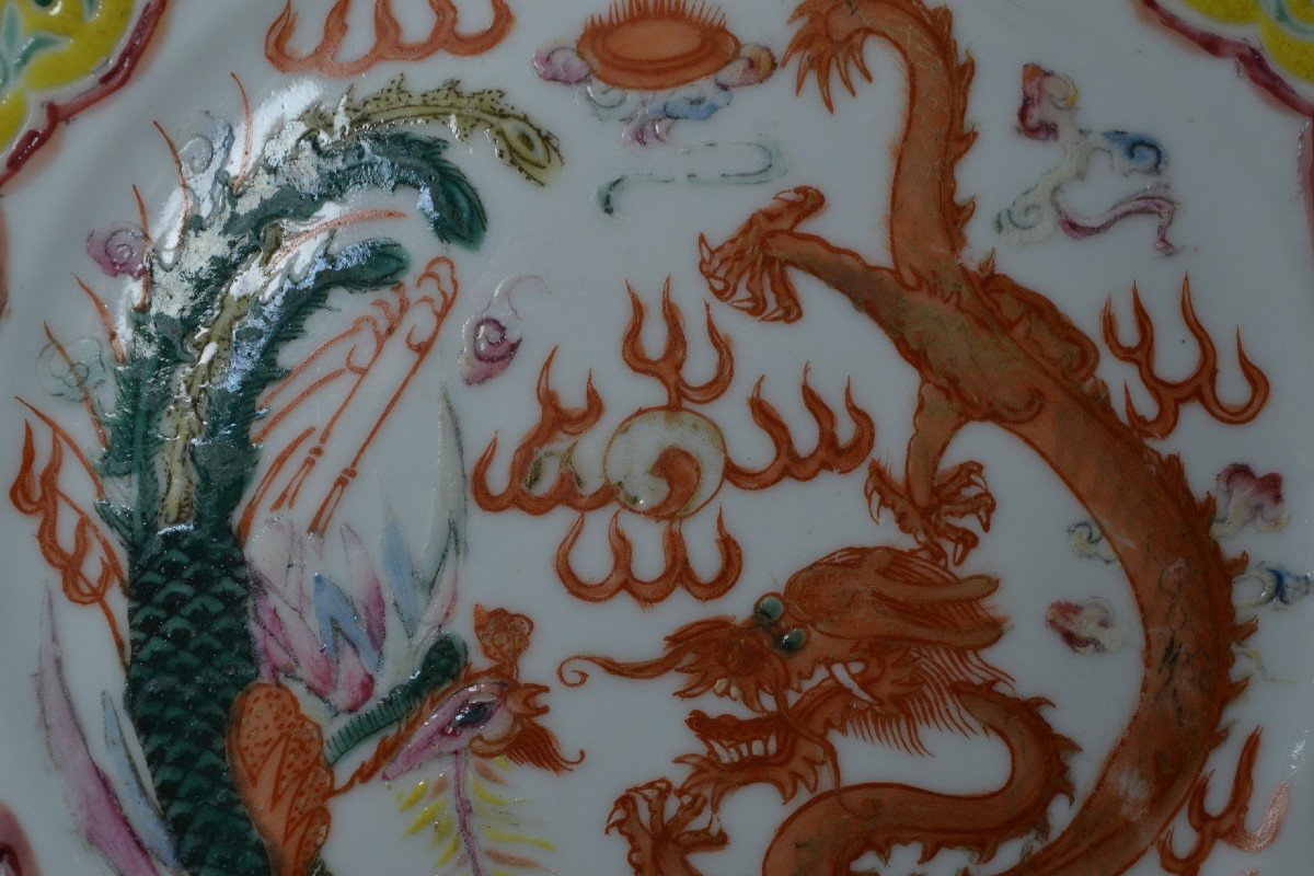 Plat En Porcelaine De Chine. Marque Et Période De Guangxu.fin  Du 19°siècle-photo-2