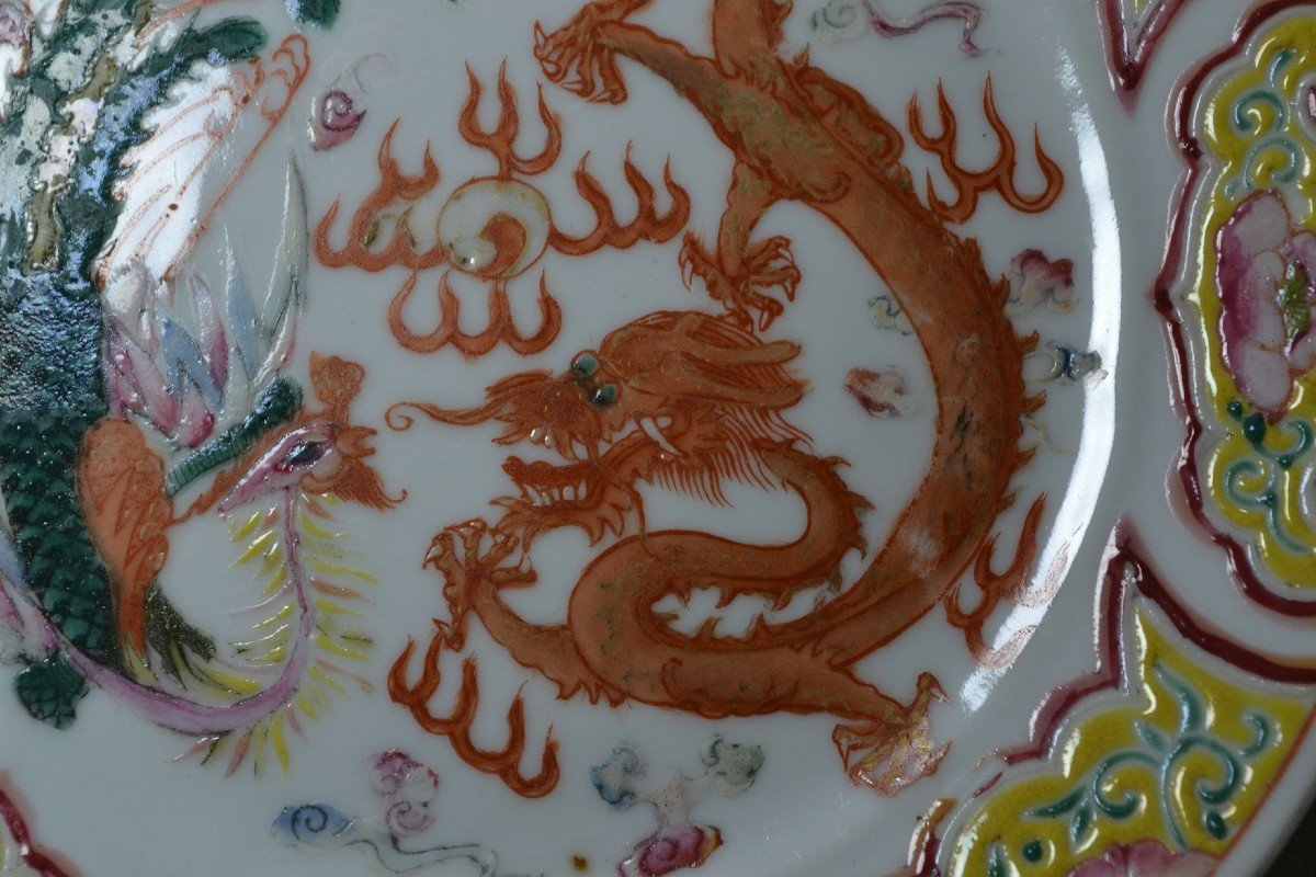 Plat En Porcelaine De Chine. Marque Et Période De Guangxu.fin  Du 19°siècle-photo-5