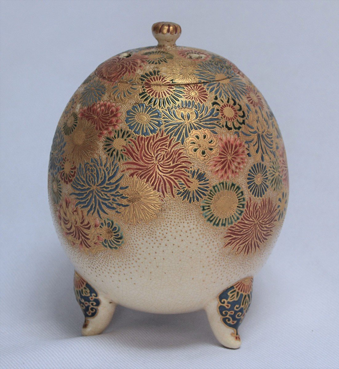 Satsuma Earthenware Censer , Kyoto, Japan, Circa 1900.-photo-2