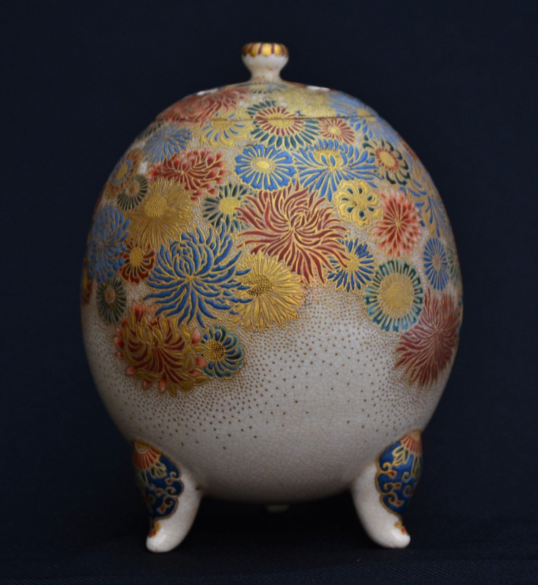 Satsuma Earthenware Censer , Kyoto, Japan, Circa 1900.-photo-8