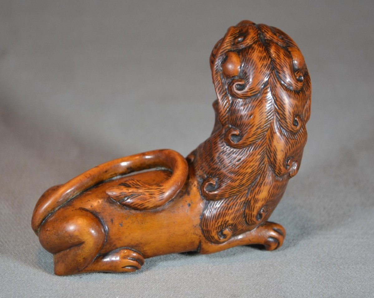 Wooden Tobacco Box And Grater In The Shape Of A Lion. 17th Century.-photo-3