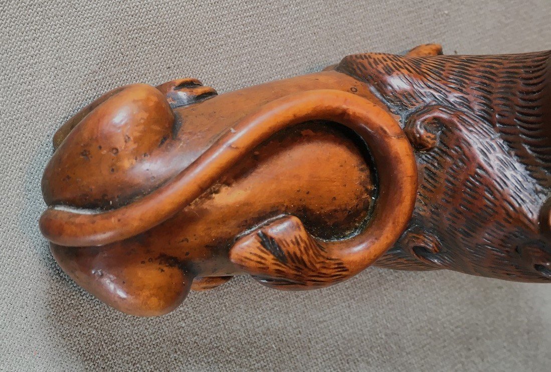 Wooden Tobacco Box And Grater In The Shape Of A Lion. 17th Century.-photo-8