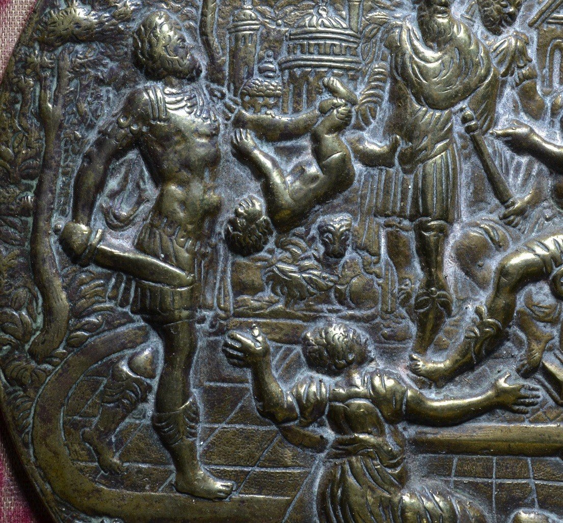 Bronze Medallion By Jamnitzer.nuremberg. Judgement Of Solomon.-photo-4