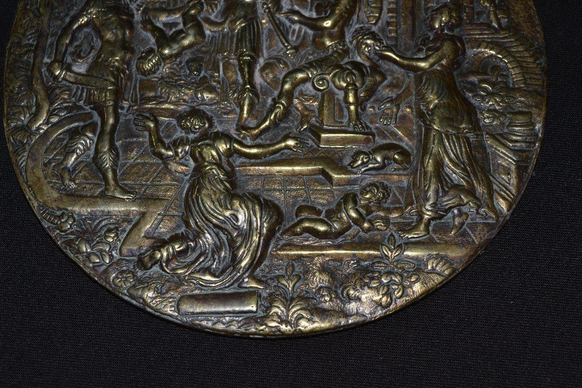 Bronze Medallion By Jamnitzer.nuremberg. Judgement Of Solomon.-photo-2