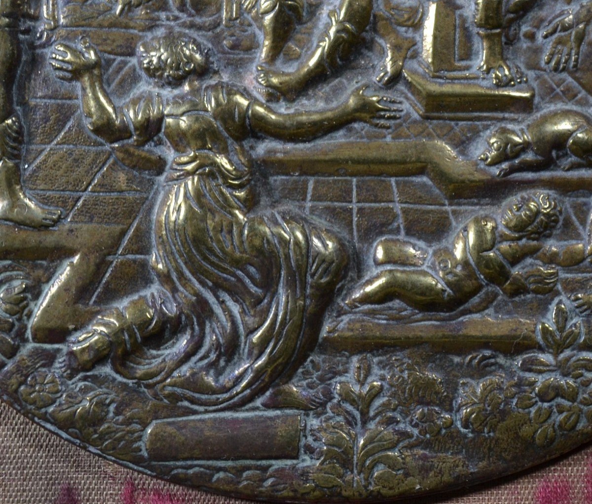 Bronze Medallion By Jamnitzer.nuremberg. Judgement Of Solomon.-photo-4