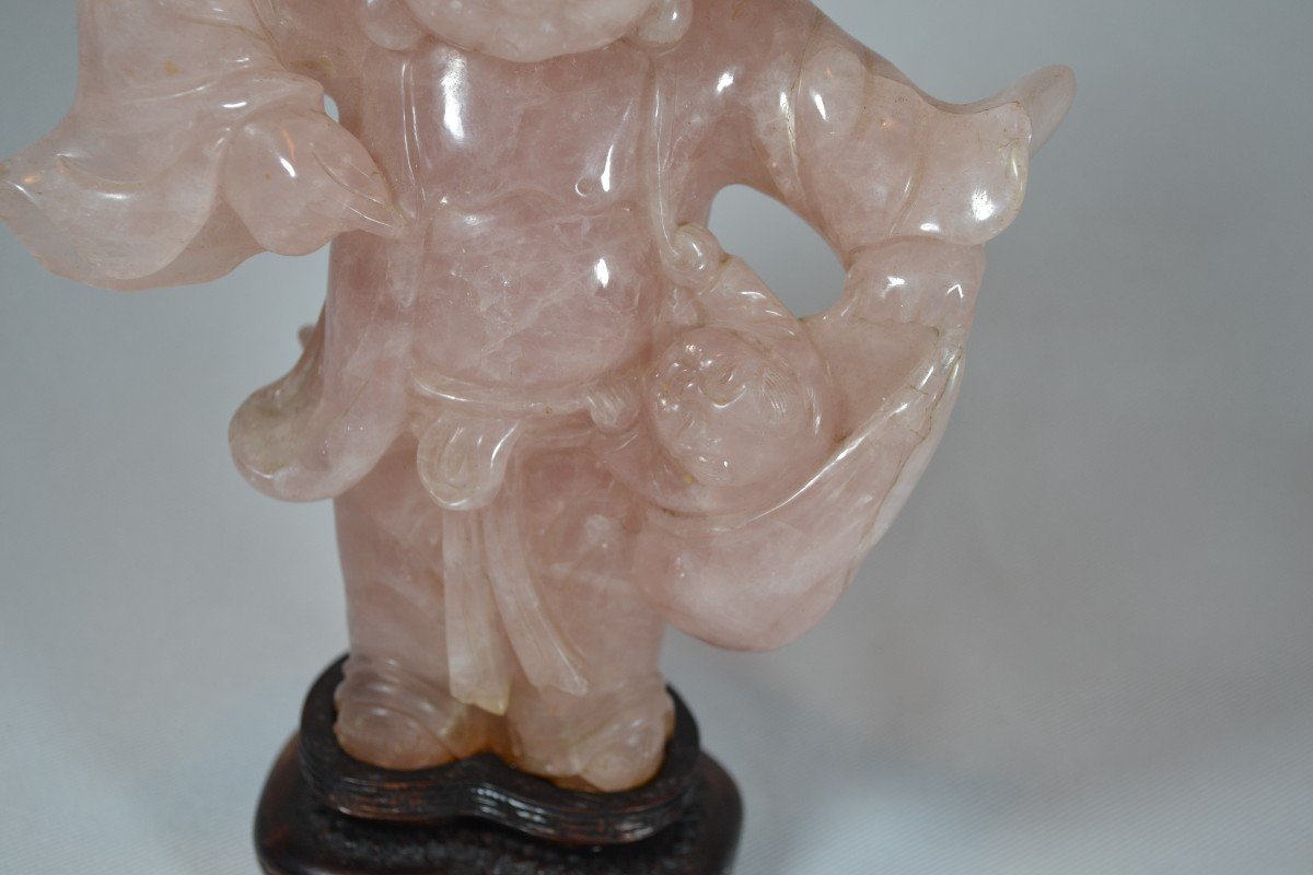 Budai En Cristal De Roche Rose. Chine époque Qing.-photo-5